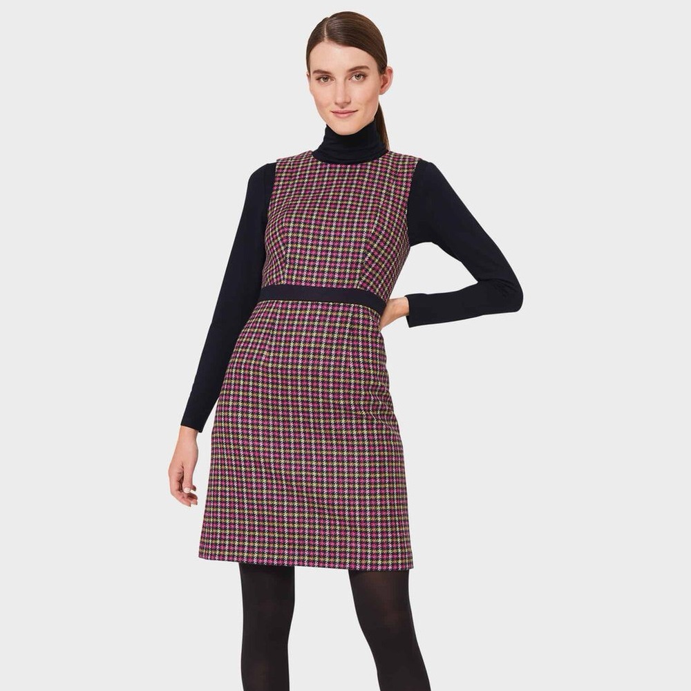 Hobbs London Penelope Wool Check Sleeveless Shift Dress, 6